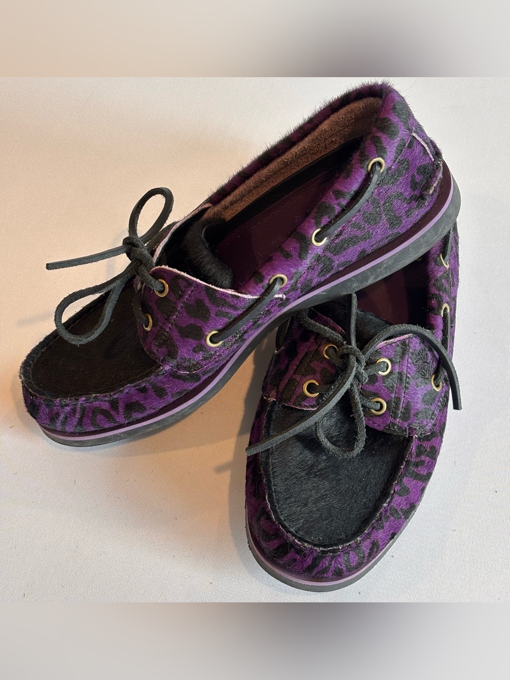 TIMBERLAND Wacko Maria Women’s Purple Leopard Boat‎ Shoes Size 8.5